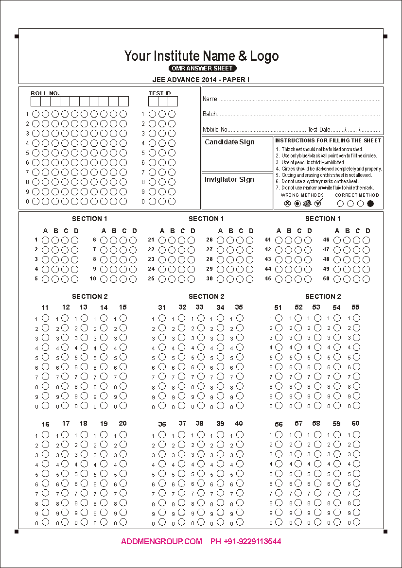 OMR Test Sheet