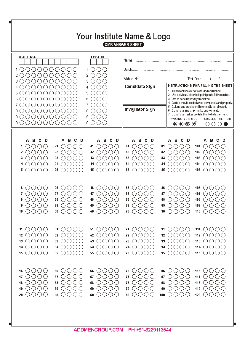 OMR Test Sheet