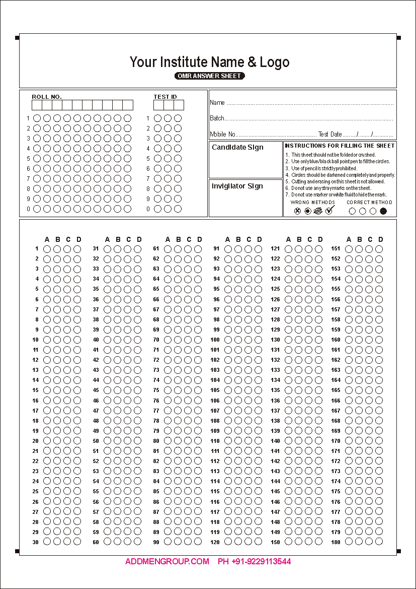 OMR Test Sheet