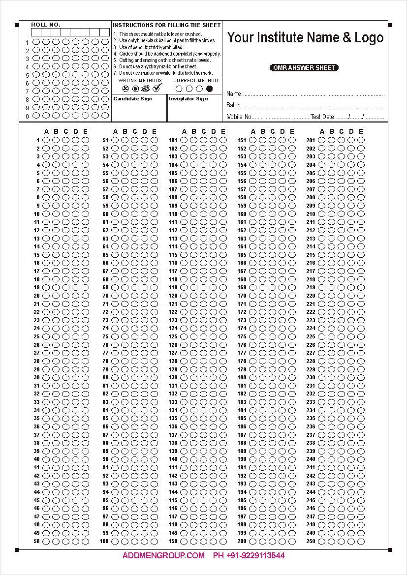 OMR Test Sheet