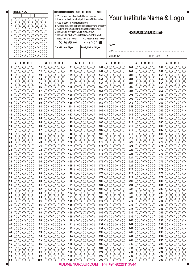 OMR Test Sheet